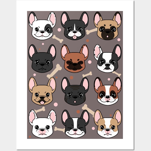 Seamless Frenchie Wall Art by ursulalopez